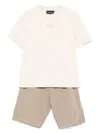 Emporio Armani Embroidered-logo Shorts Set In Neutrals
