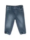 Emporio Armani Embroidered-logo Stretch-cotton Jeans In Blue