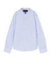 Emporio Armani Embroidered-logo Striped Cotton Shirt In Blue