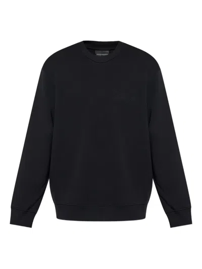 Emporio Armani Embroidered Logo Sweatshirt In Black