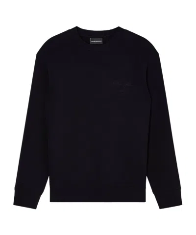 Emporio Armani Embroidered Logo Sweatshirt In Black