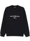 Emporio Armani Embroidered-logo Sweatshirt In Blue