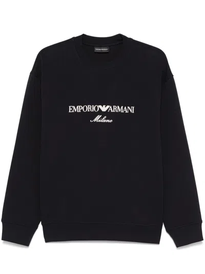 EMPORIO ARMANI EMBROIDERED-LOGO SWEATSHIRT