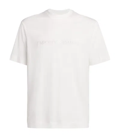 Emporio Armani Embroidered Logo T-shirt In Yellow