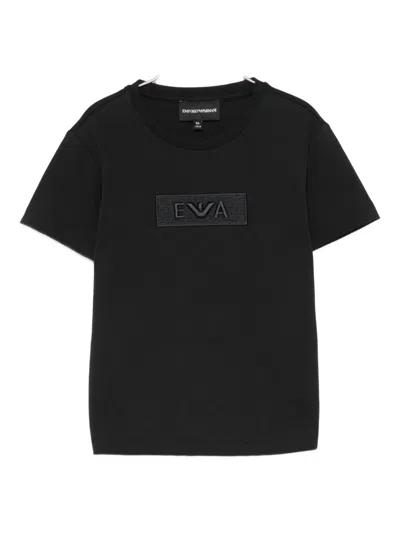 Emporio Armani Kids' Embroidered-logo T-shirt In Black