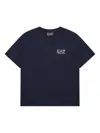 Emporio Armani Embroidered-logo T-shirt In Blue