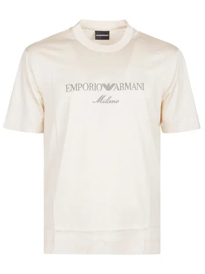 Emporio Armani Embroidered Logo T-shirt In Multi