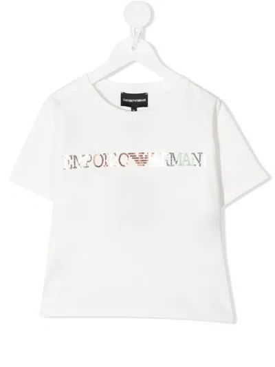 Emporio Armani Kids' Embroidered Logo T-shirt In White