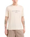 Emporio Armani Embroidered Logo Tee In Light Beig
