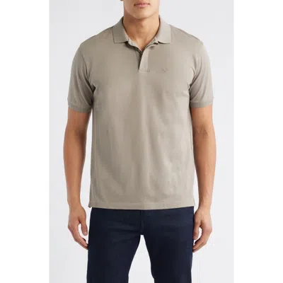 Emporio Armani Embroidered Logo Trim Polo In Brown