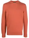 Emporio Armani Embroidered-logo Virgin-wool Jumper In Orange