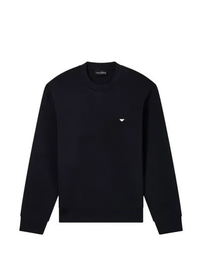 Emporio Armani Embroidered Long-sleeve Sweatshirt In Black