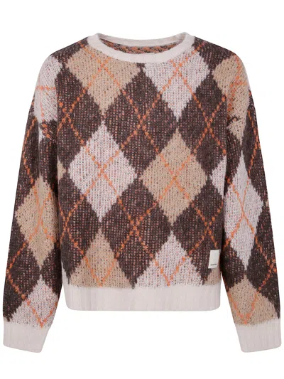 Emporio Armani Embroidered Nylon Blend Sweater In Brown
