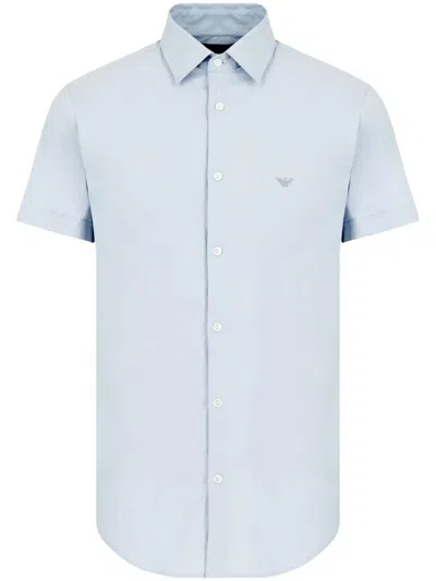 Emporio Armani Embroidered Shirt In Light Blue