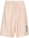Emporio Armani Embroidered-motif Bermuda Shorts In Beige