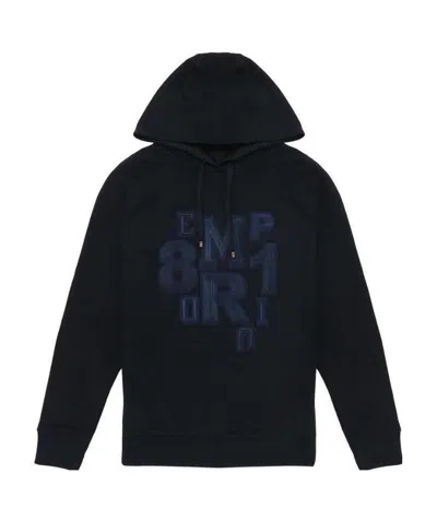 Emporio Armani Embroidered Sweater With Logo In Black
