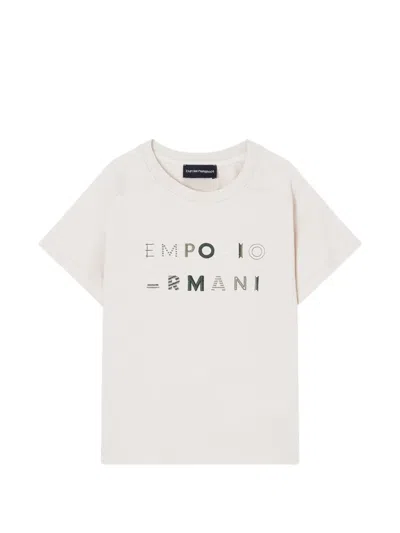 Emporio Armani Kids' Embroidered T-shirt In Neutral
