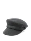 Emporio Armani Embroidered Wool Beret In Black