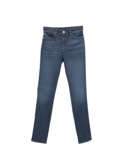 Emporio Armani Embroidery Jeans In Blue