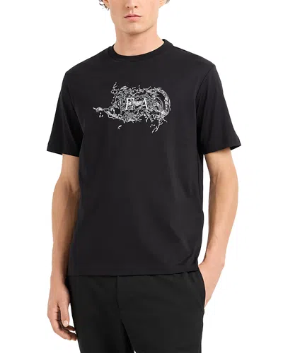 Emporio Armani Embroidery Logo Tee In Black