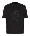 Emporio Armani Black Cotton Embroidered T-shirt In Black