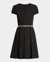 Emporio Armani Emma Belted Pleated A-line Mini Dress In Black