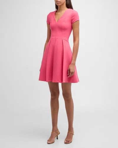 Emporio Armani Techno Cady Short Sleeve Dress In Pink