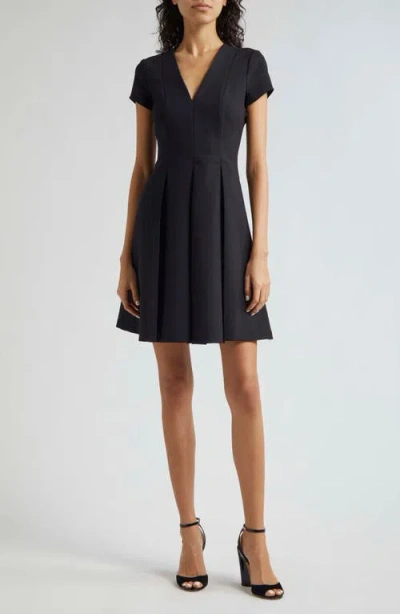 Emporio Armani Emma Pleated Fit-&-flare Mini Dress In Solid Black