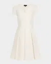 Emporio Armani Emma Pleated V-neck Mini Dress In Rice
