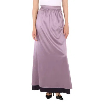 Emporio Armani Empire Waist Lavender Silk Maxi Skirt In Purple