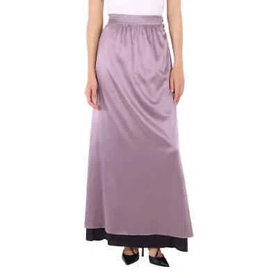 Pre-owned Emporio Armani Empire Waist Lavender Silk Maxi Skirt, Brand Size 40 (us Size 4) In Purple