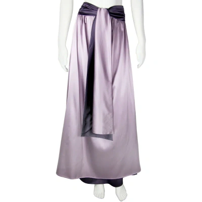 Emporio Armani Empire Waist Lavender Silk Maxi Skirt In Purple