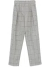 Emporio Armani Cotton And Linen Blend Checkered Trousers