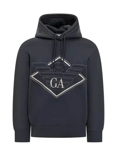 Emporio Armani Hoodie With Logo In Blue