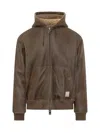 Emporio Armani Lamb Shearling Oversized-fit Blouson In Brown