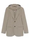 Emporio Armani Regular Fit Detachable Hooded Inner Bib Blazer In Brown