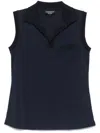 Emporio Armani Collared Sleeveless Top With Pocket And Slits In Blue