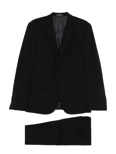 Emporio Armani Single-breasted Wool Suit In Black