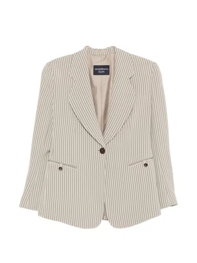 Emporio Armani Striped-pattern Button Blazer In Multi