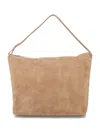 Emporio Armani Beige Suede Xl Hobo In Brown