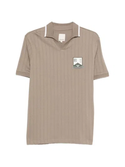 Emporio Armani V-neck Polo Shirt In Brown