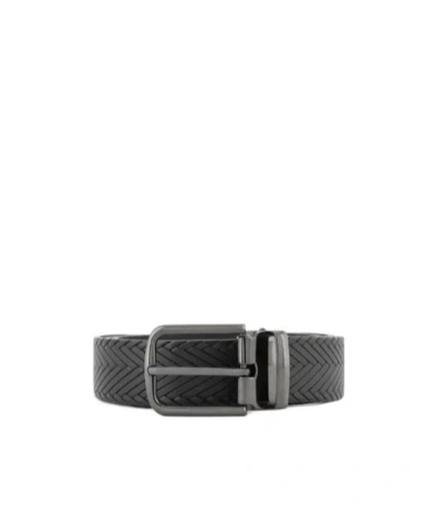Emporio Armani Engraved Belt In Black