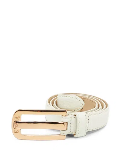 Pre-owned Emporio Armani Engraved Buckle Belt In White