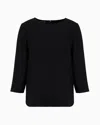 Emporio Armani Envers-satin Blouse With 3/4 Sleeves In Black