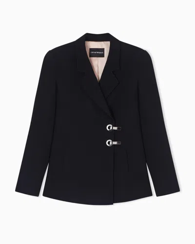Emporio Armani Envers Satin Jacket With Lapels And Hook In Black