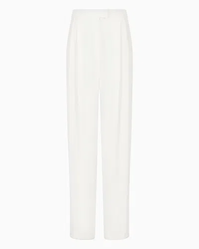 Emporio Armani Official Store Envers-satin Palazzo Trousers With Darts In White
