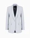 Emporio Armani Icon Chevron Acetate-blend Single-breasted Blazer In Light Blue
