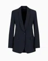 Emporio Armani Envers-satin, Shawl-collar Jacket In Navy Blue