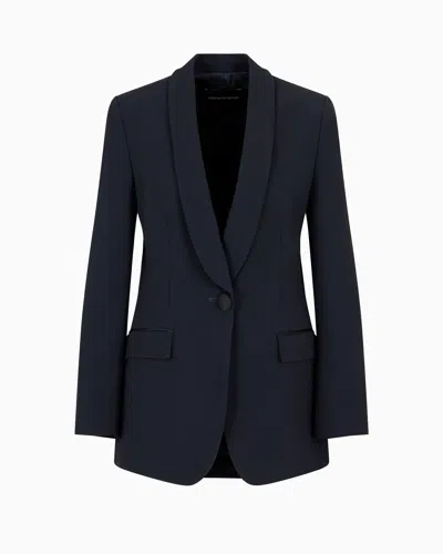 Emporio Armani Envers-satin, Shawl-collar Jacket In Navy Blue