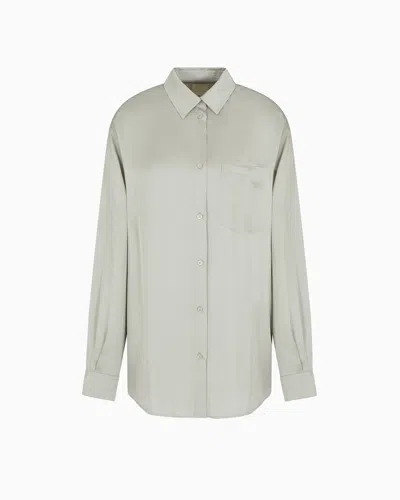 Emporio Armani Envers Satin Shirt With Micro Eagle Embroidery From The Peace Capsule Collection